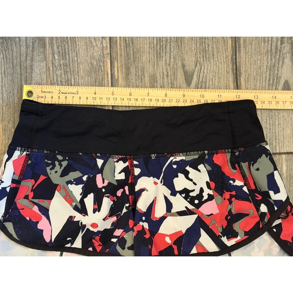Lululemon Speed Up Shorts Floral Print Black Red Running Athletic Lined Size 2